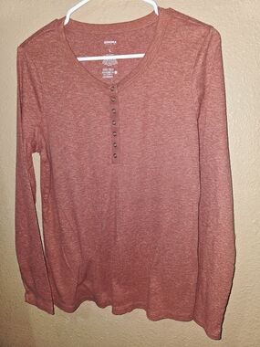 Sonoma Women's Rust Long-Sleeve Henley Top